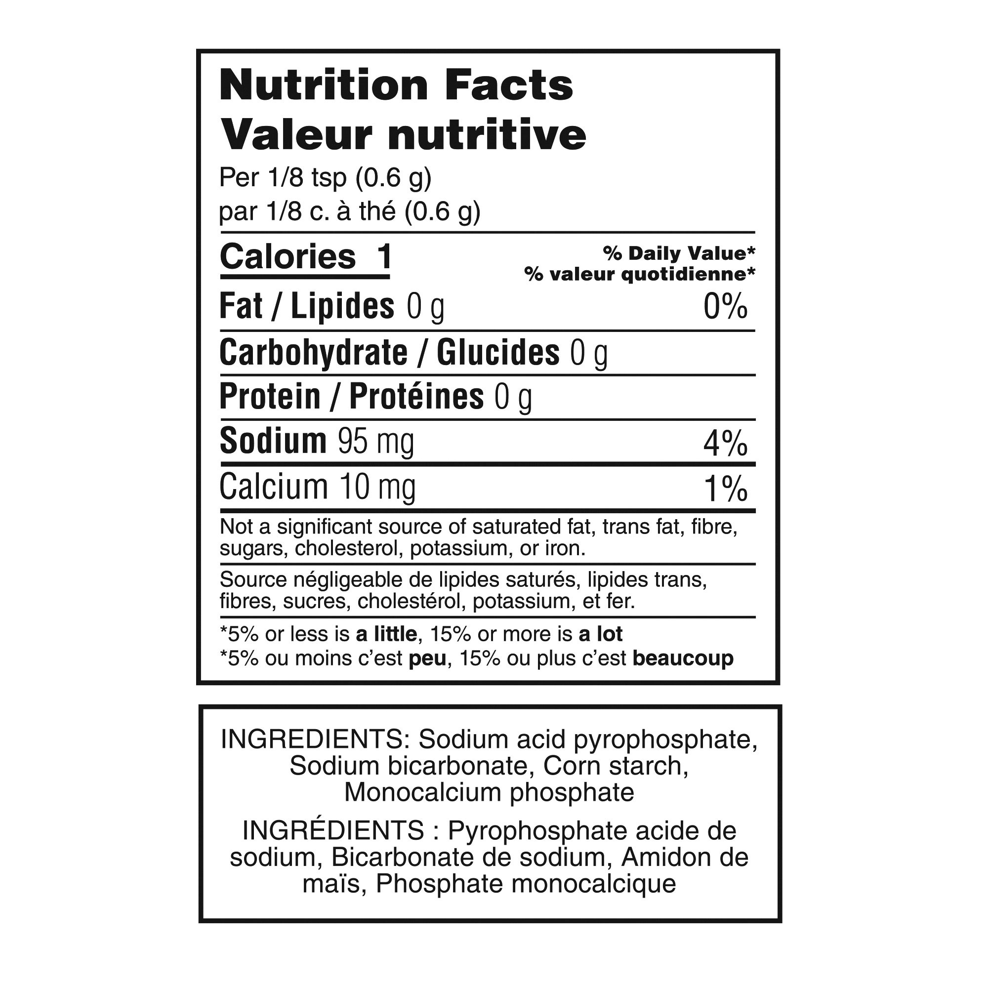 Fleischmann’s® Baking Powder Nutritional Facts
